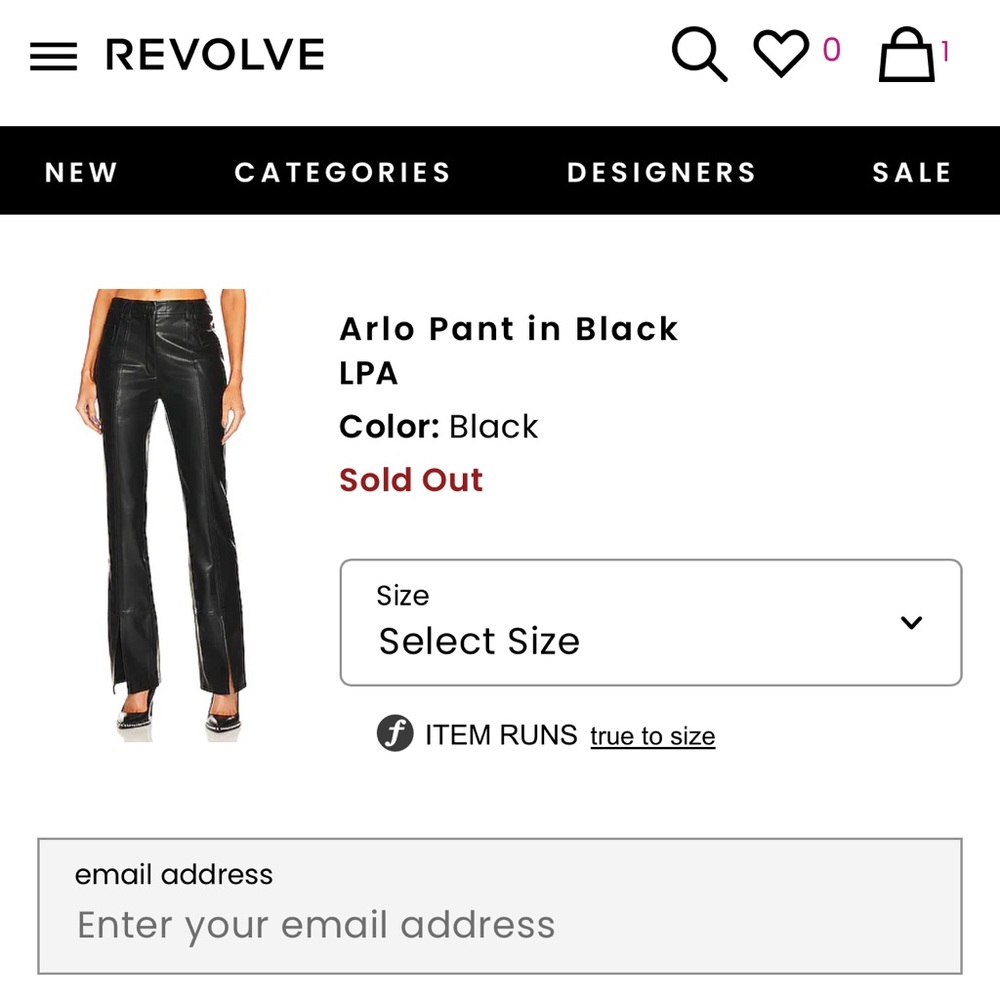 LPA x Revolve Black Arlo Faux Leather Split party pants trousers women size S